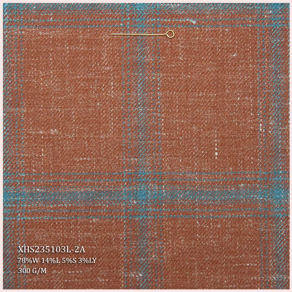 Soft In Stock Worsted Merino Wool Italian Suiting Fabric Blend Linen Silk 78% Wool Fabric For Men's Suit Plaid