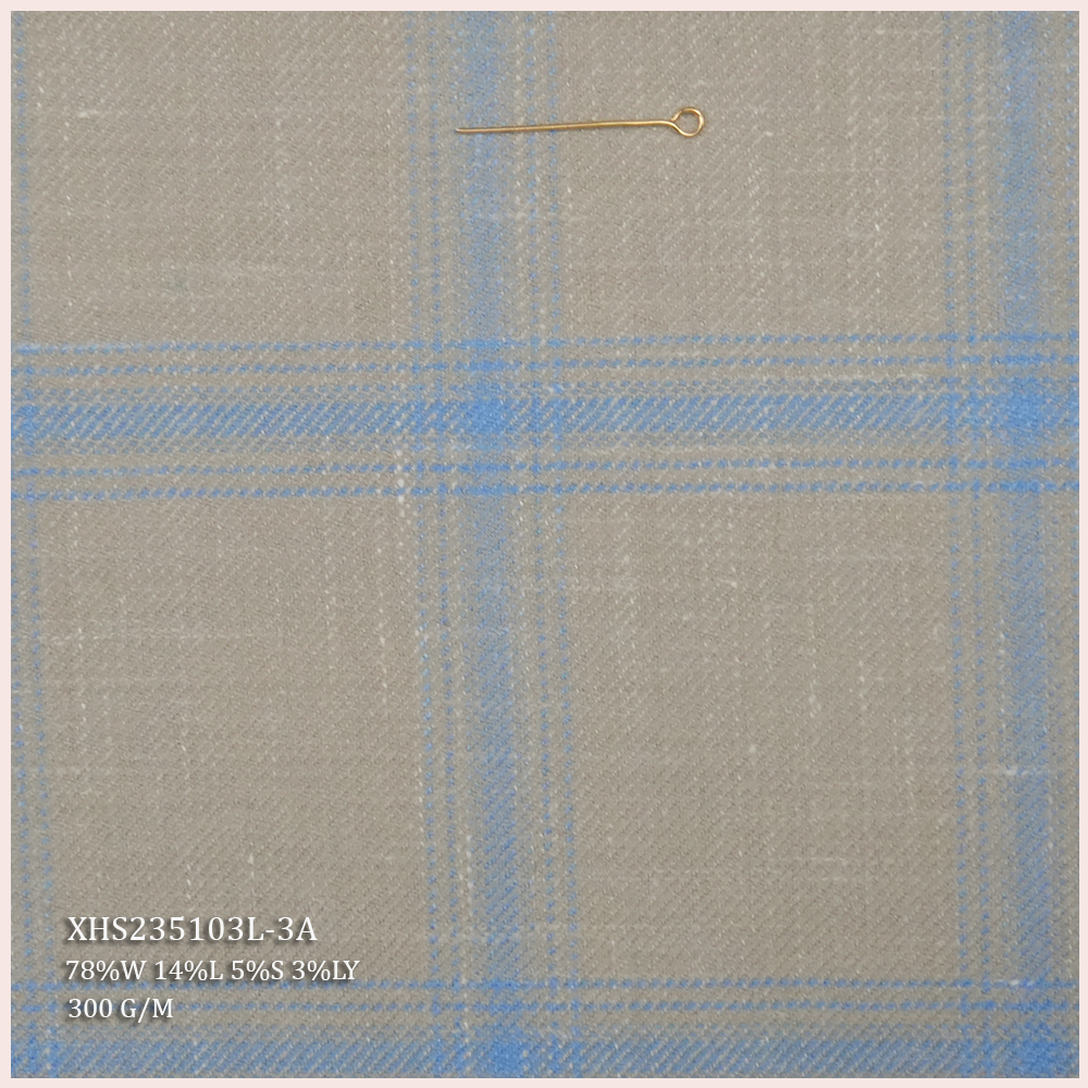 Soft In Stock Worsted Merino Wool Italian Suiting Fabric Blend Linen Silk 78% Wool Fabric For Men's Suit Plaid