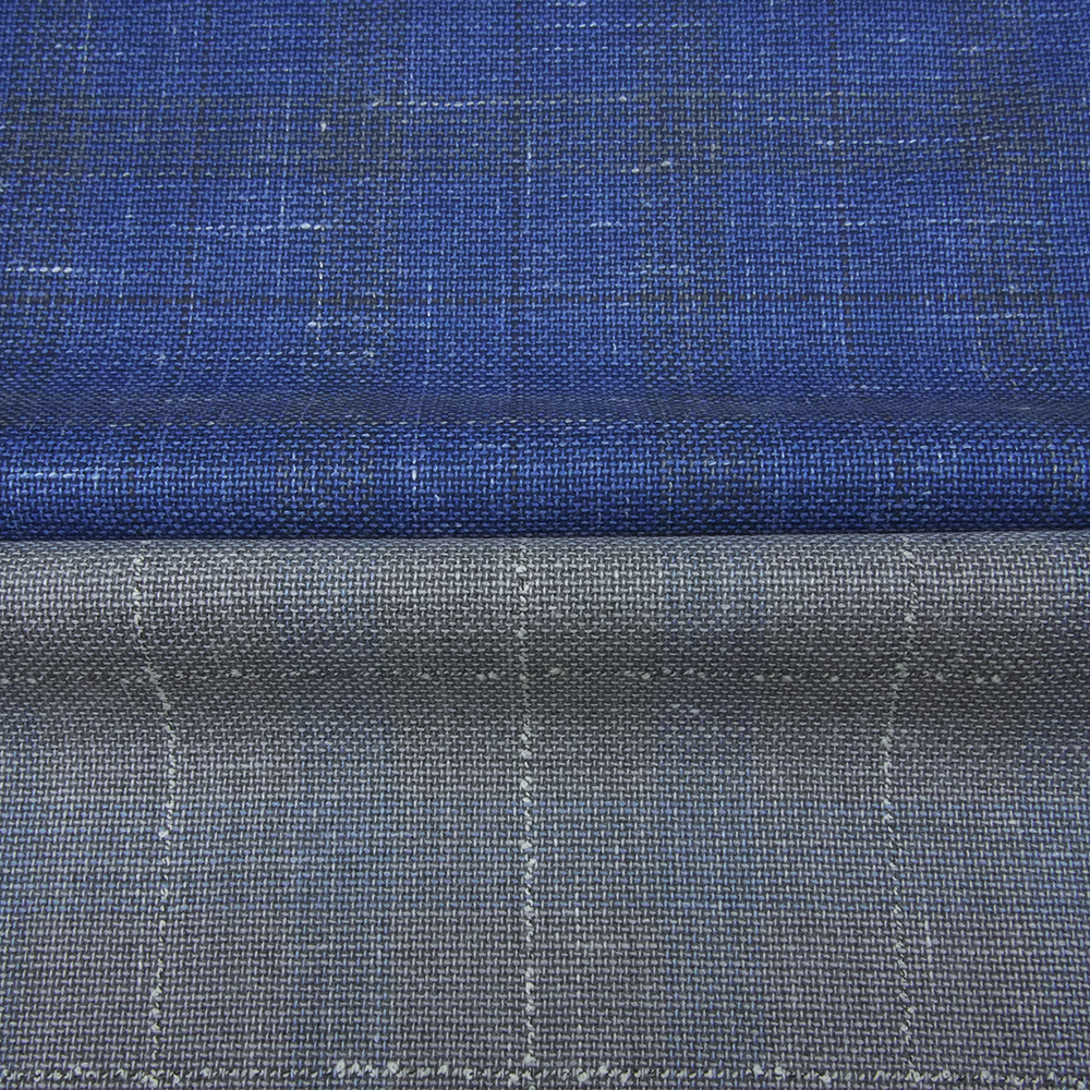 High Quality IN STOCK Worsted Merino Wool Fabric Italian Suiting Fabric Blend 79% Wool Fabric Plaid for Men Suits