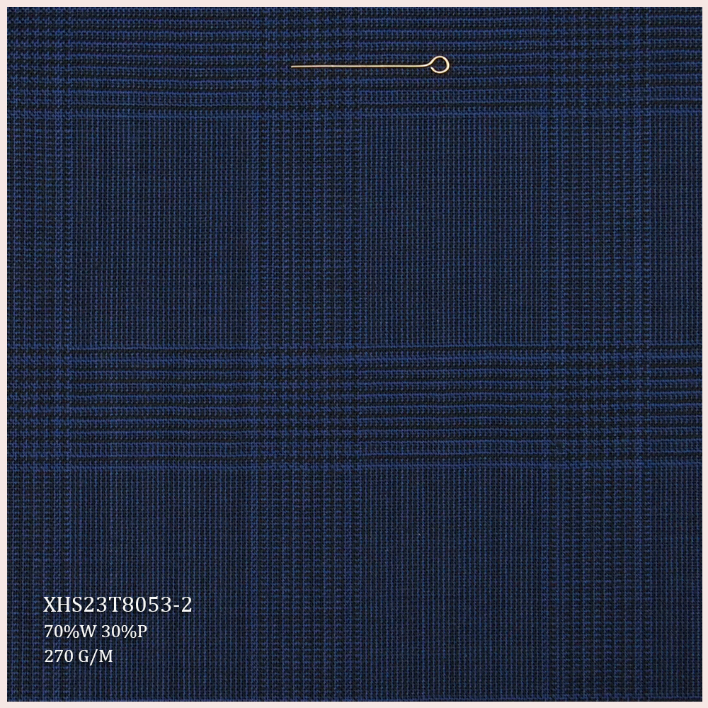 Hot Selling Worsted Merino Wool/Polyester Fabric Blend Check Wool Fabric for Men's Suits