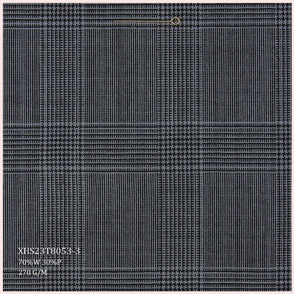 Hot Selling Worsted Merino Wool/Polyester Fabric Blend Check Wool Fabric for Men's Suits