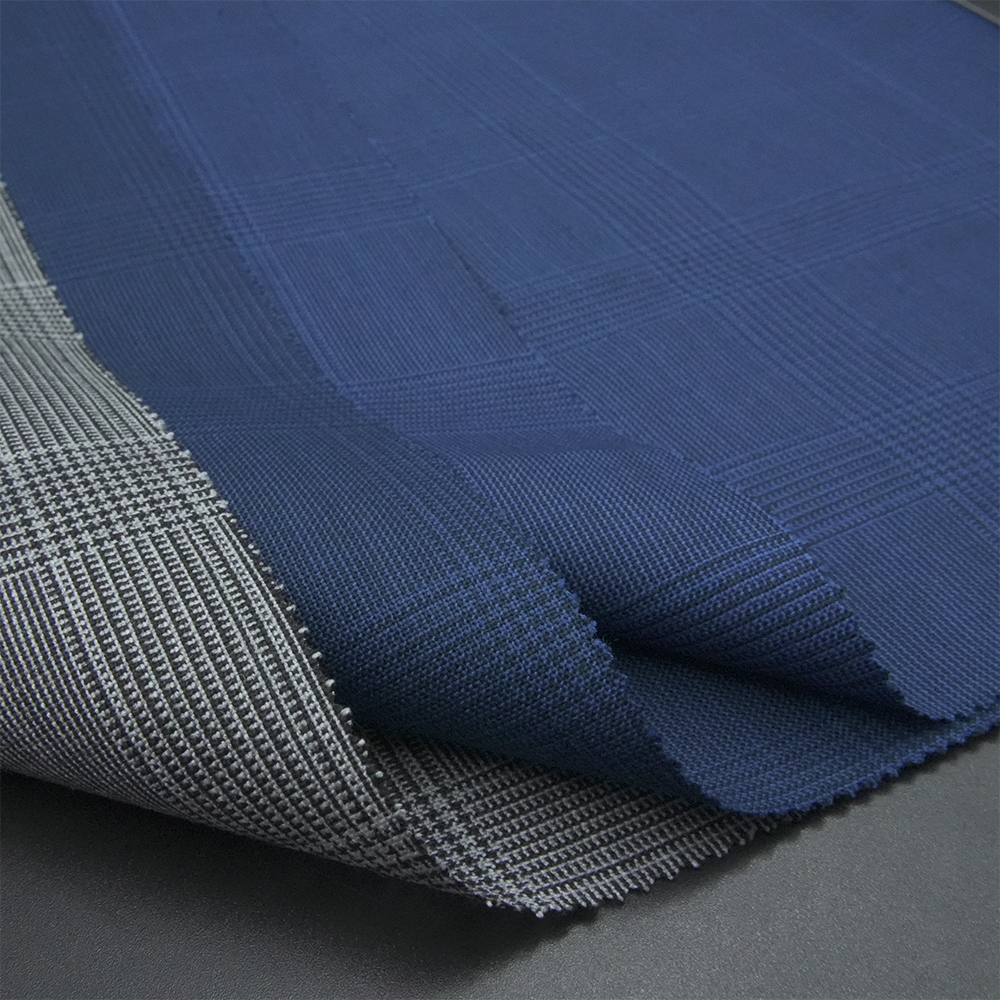 Hot Selling Worsted Merino Wool/Polyester Fabric Blend Check Wool Fabric for Men's Suits