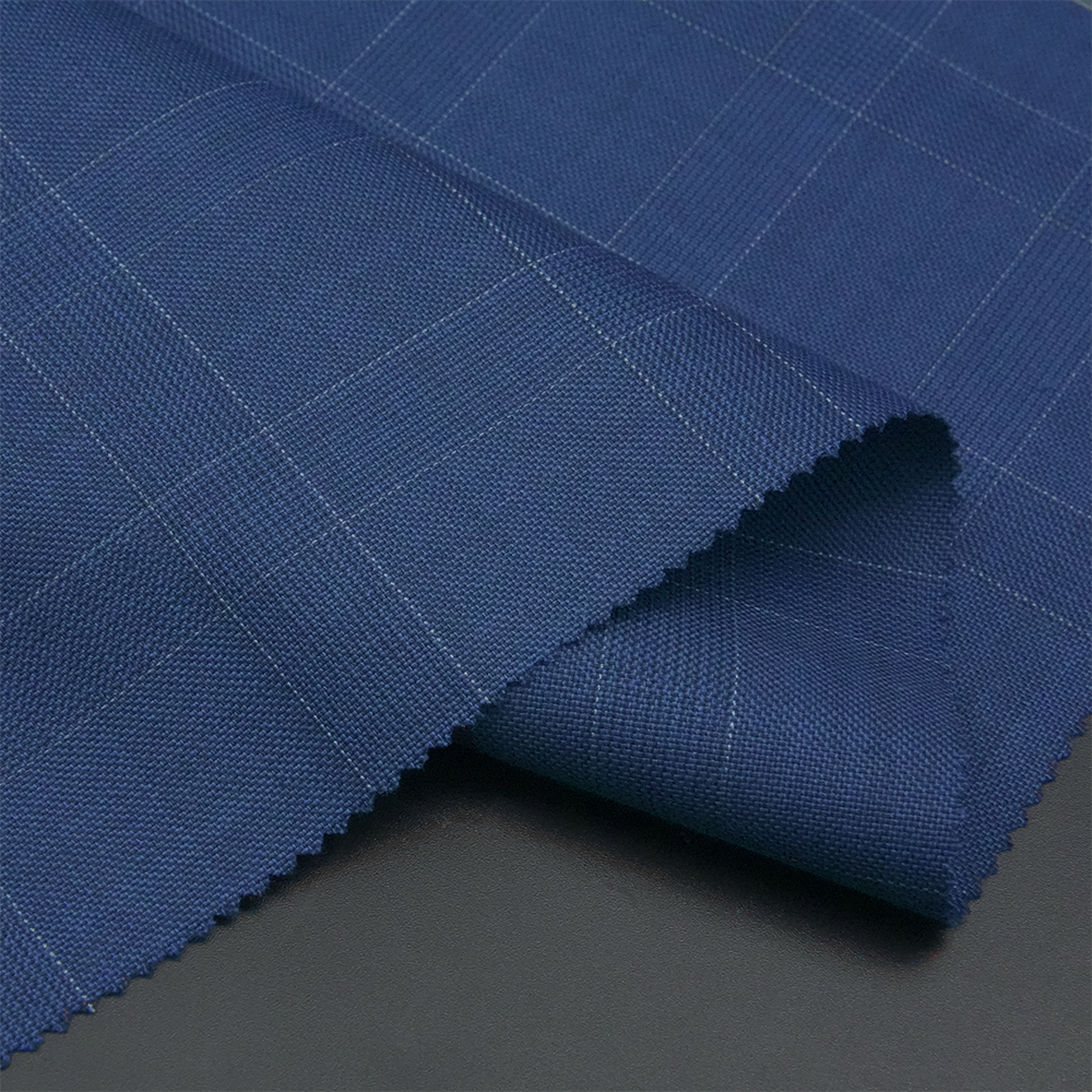 Comfy RTS Organic Worsted Merino Wool Fabric Blend Wool/Polyester Fabric Check for Men's Suits