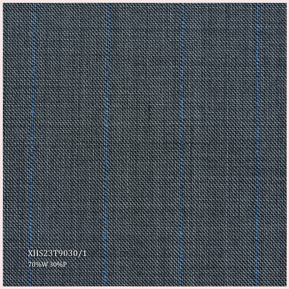 Factory Price STOCK Merino Blend Worsted Wool/Polyester Fabric Luxury Italian Wool Suiting Fabric Stripe Style