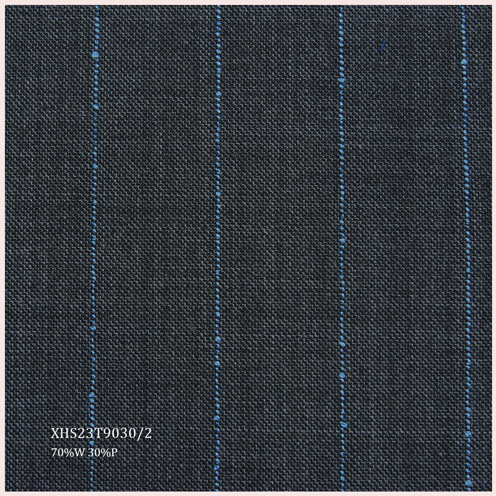 Factory Price STOCK Merino Blend Worsted Wool/Polyester Fabric Luxury Italian Wool Suiting Fabric Stripe Style