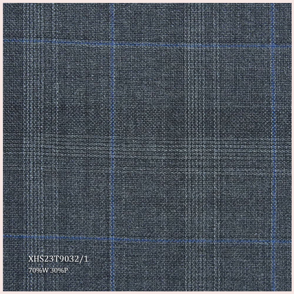 Luxury STOCK Worsted Merino Wool Suiting Fabric Blend Woven Wool/Polyester Fabric for Men Suits