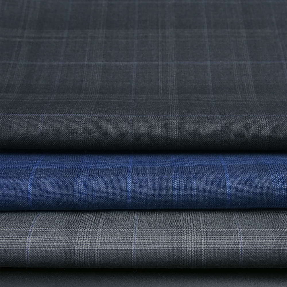 Luxury STOCK Worsted Merino Wool Suiting Fabric Blend Woven Wool/Polyester Fabric for Men Suits