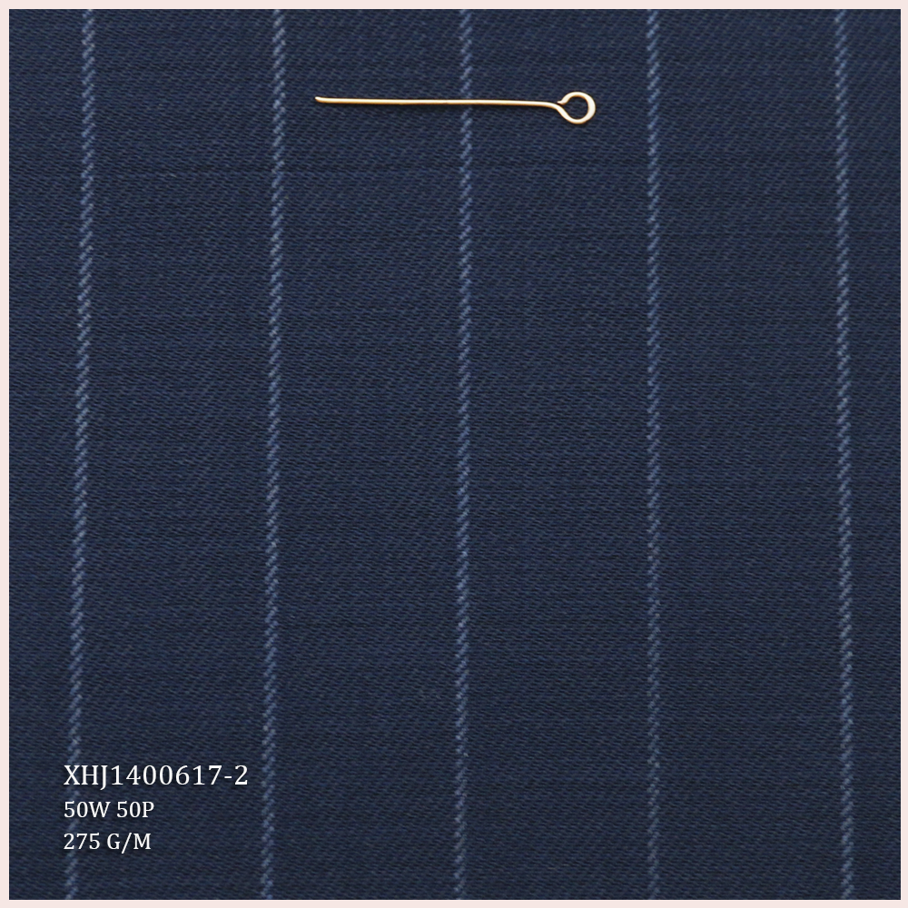 High-end RTS 50%W 50%P Blend Worsted Merino Wool/Polyester Fabric Wool Fabric for Men's Suit Stripe