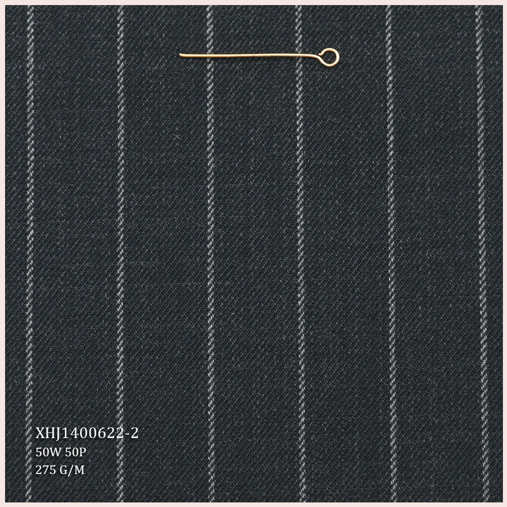 High Quality 50%W 50%P Blend Worsted Merino Wool/Polyester Fabric Wool Fabric for Men's Suit Stripe