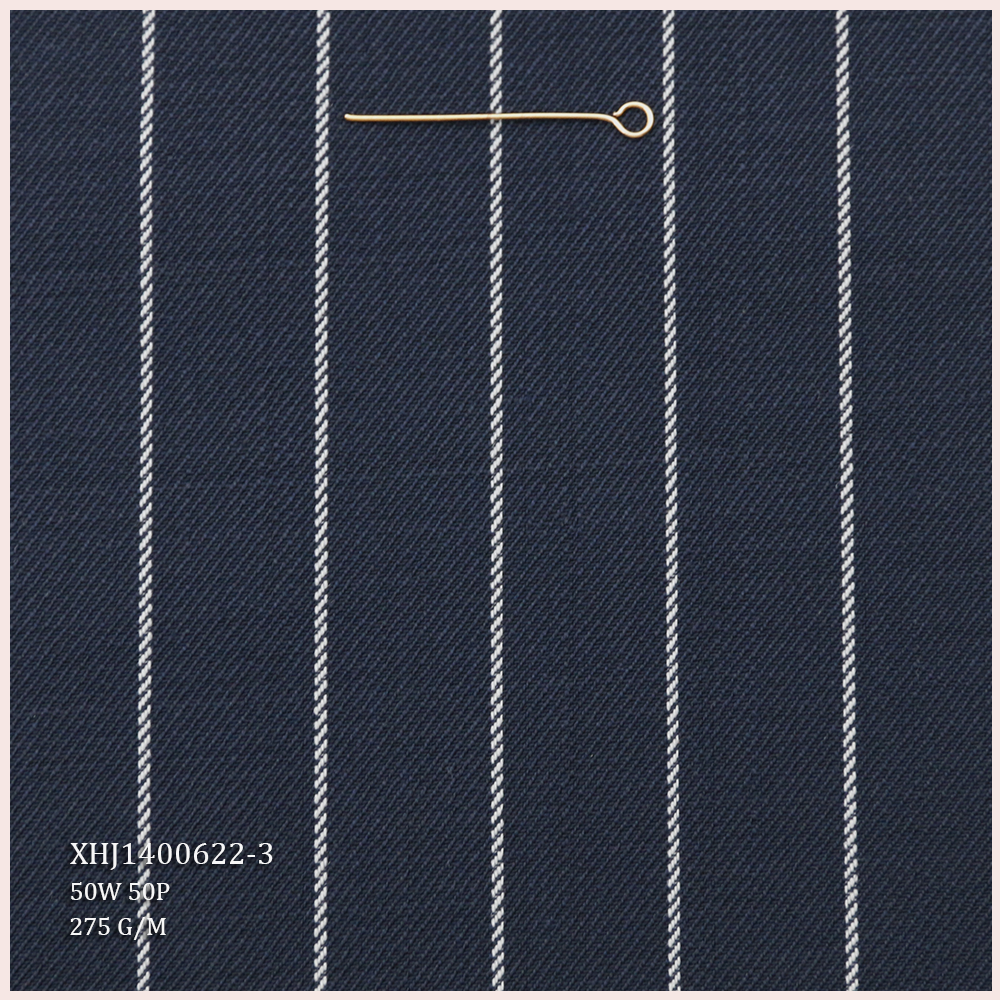 High Quality 50%W 50%P Blend Worsted Merino Wool/Polyester Fabric Wool Fabric for Men's Suit Stripe