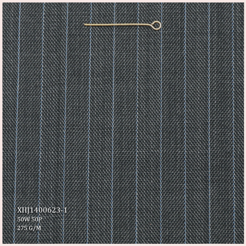 Fashionable Soft Merino Wool Suit Fabric 50%W 50%P Blend Wool/Polyester Fabric for Men's Suit Jacket Stripe