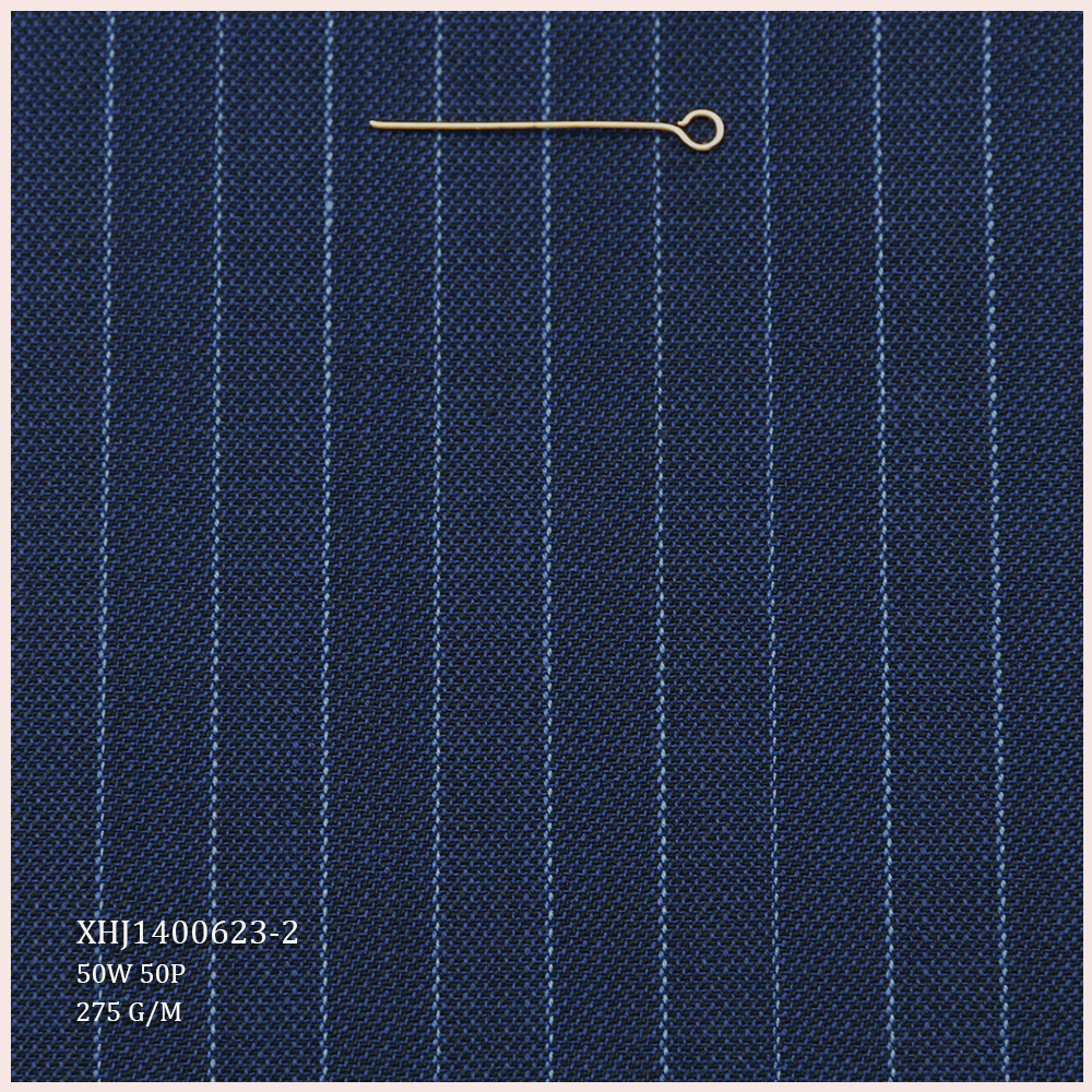 Fashionable Soft Merino Wool Suit Fabric 50%W 50%P Blend Wool/Polyester Fabric for Men's Suit Jacket Stripe