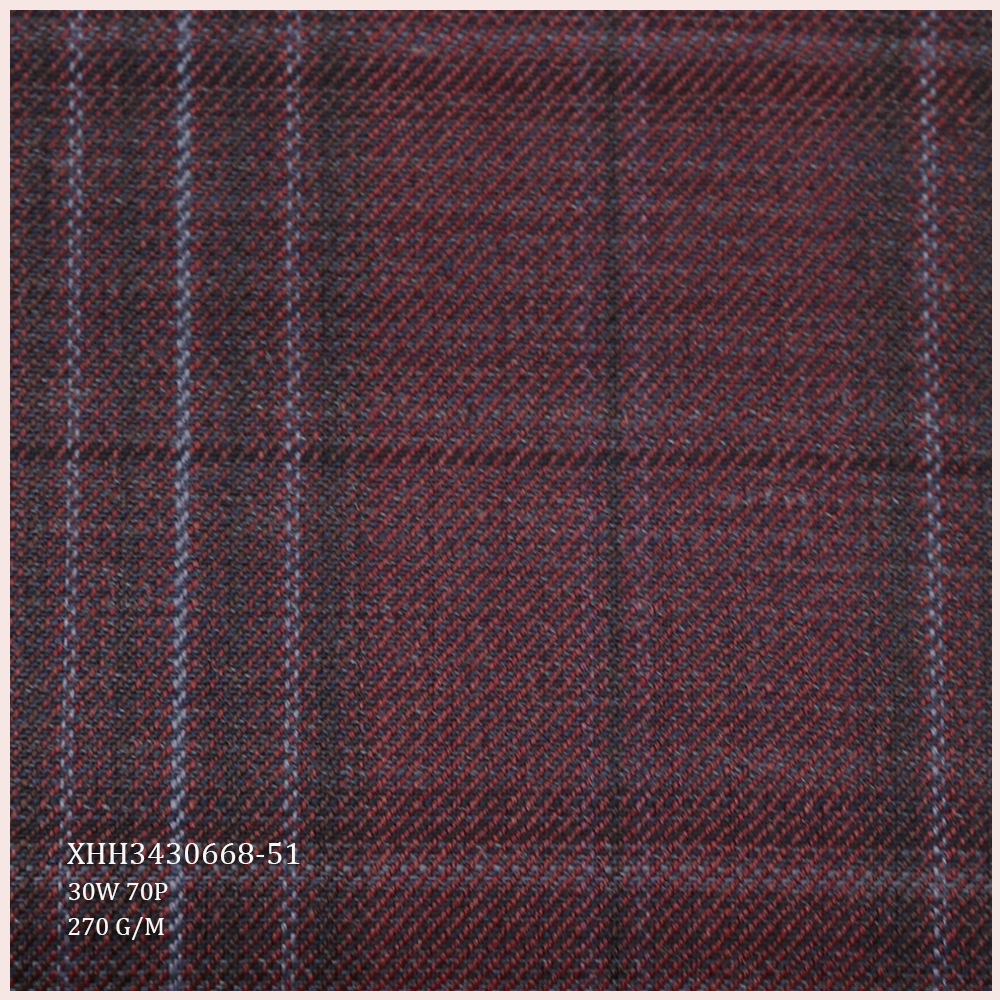 Factory Direct Selling Wool Suiting Fabric 30W 70P Worsted Merino Wool/Polyester Fabric for Men's Suits Varied Style