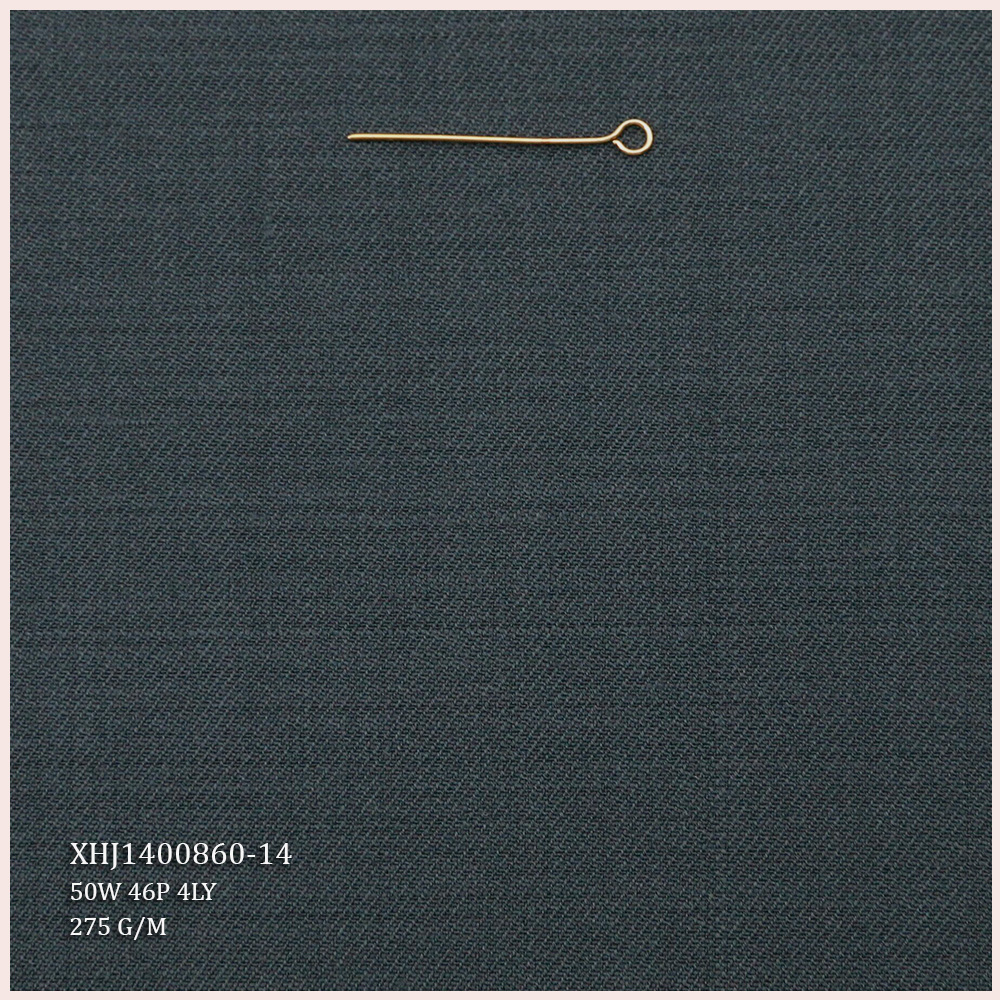 Classic TWILL 50%W 46%P 4%LY Italian Suit Fabric Worsted Merino Wool/Polyester Fabric for Men's Suits Suitable for All Season