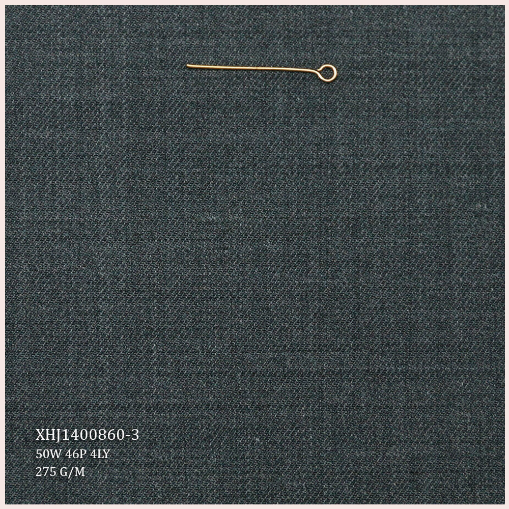 Classic TWILL 50%W 46%P 4%LY Italian Suit Fabric Worsted Merino Wool/Polyester Fabric for Men's Suits Suitable for All Season