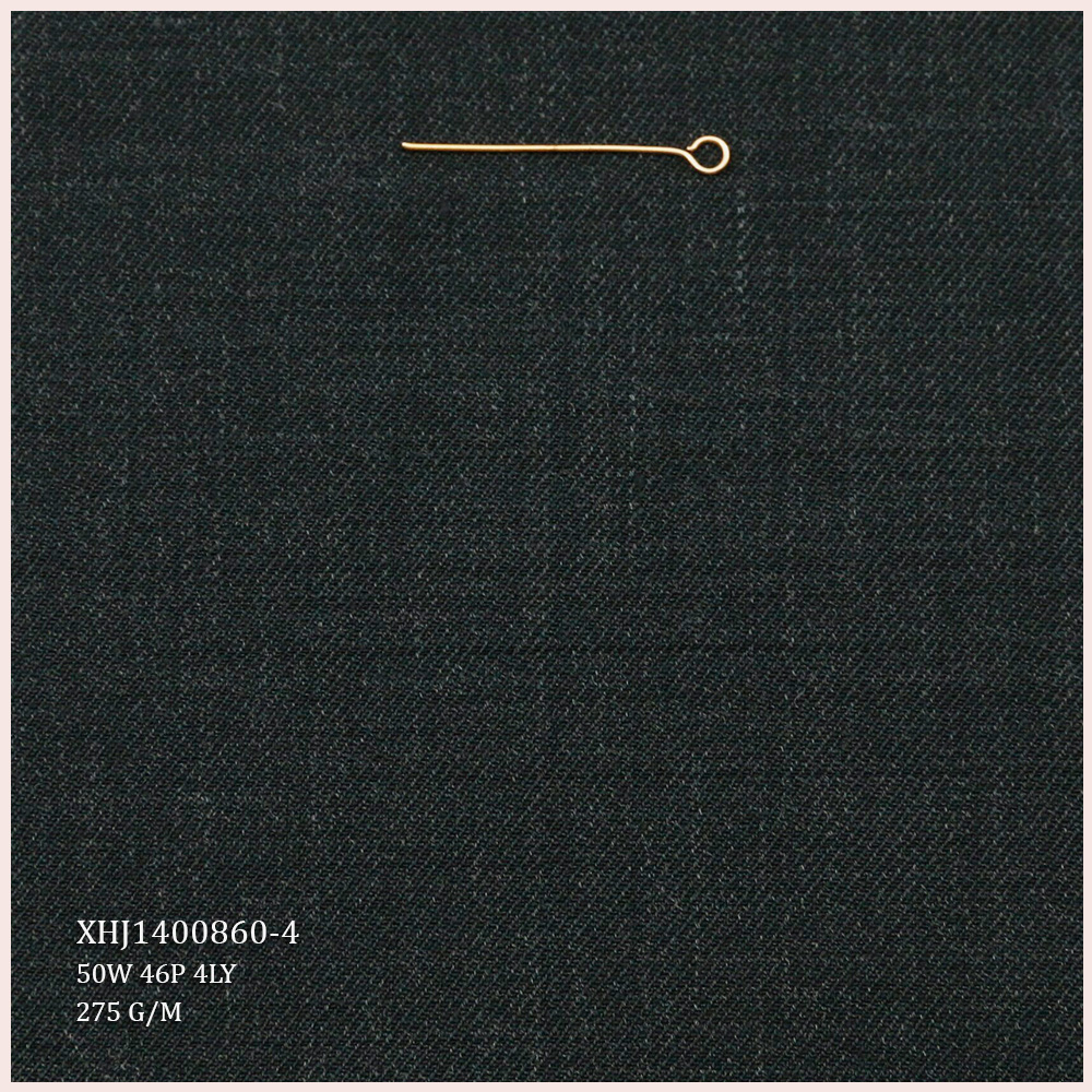 Classic TWILL 50%W 46%P 4%LY Italian Suit Fabric Worsted Merino Wool/Polyester Fabric for Men's Suits Suitable for All Season