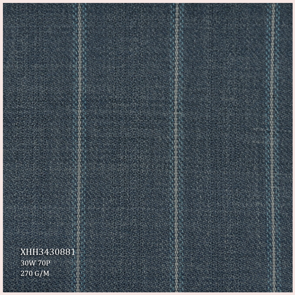 New Arrivals 30W 70P Blends Worsted Merino Wool/Polyester Fabric Stripe Style for Men's Suits Garments