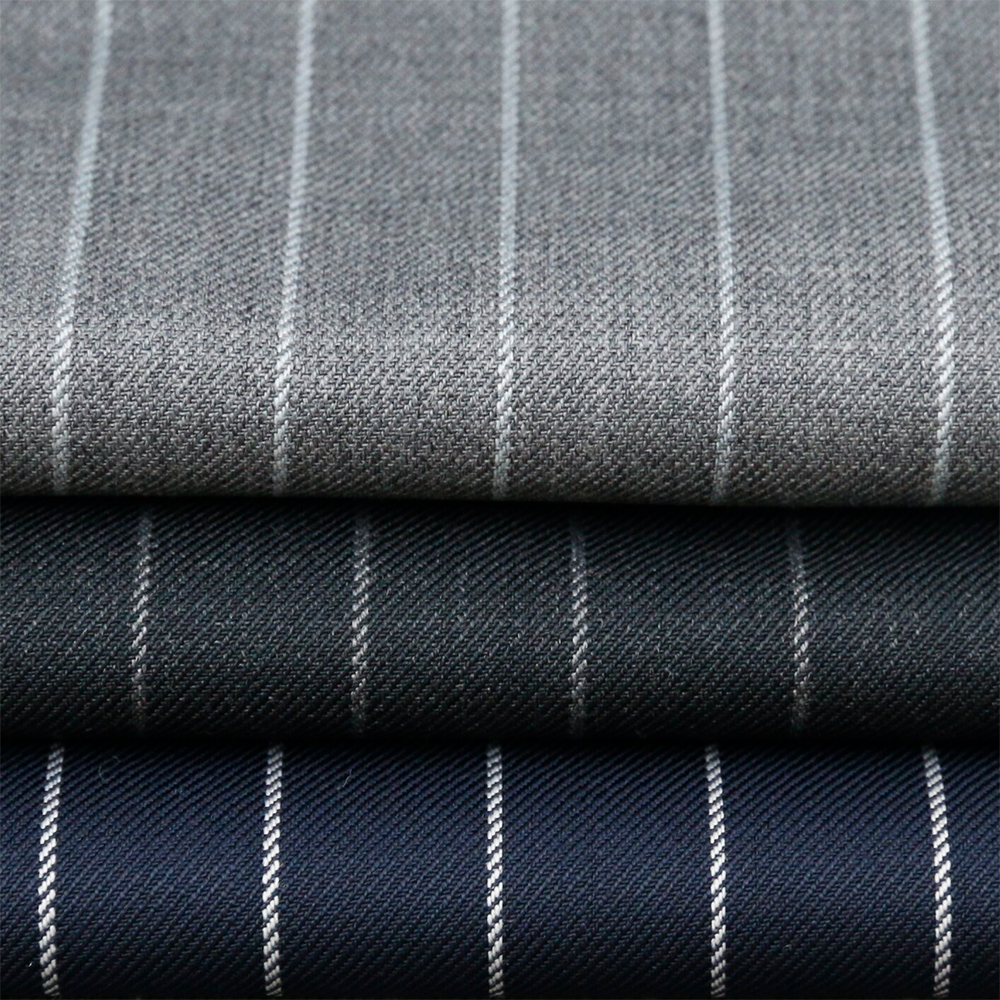 High Quality 50%W 50%P Blend Worsted Merino Wool/Polyester Fabric Wool Fabric for Men's Suit Stripe