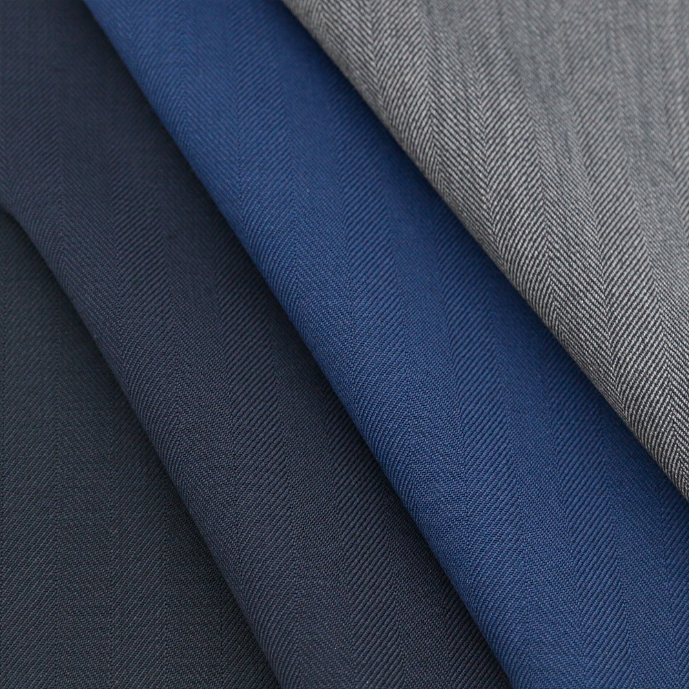 Organic and Classic Worsted 50%Wool 50%Polyester Woven Italian Suit Fabric for Men's Suit Herringbone