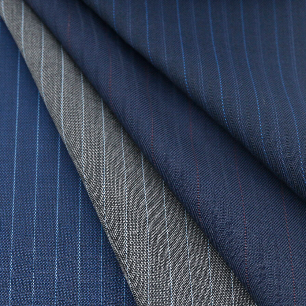 Fashionable Soft Merino Wool Suit Fabric 50%W 50%P Blend Wool/Polyester Fabric for Men's Suit Jacket Stripe