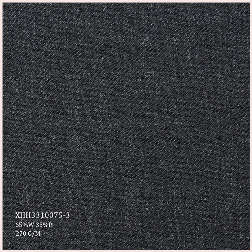 Wholesale Luxury Italian Suiting Fabric 65%W 35%P Worsted Merino Wool/Polyester Fabric Twill for Men's Suits