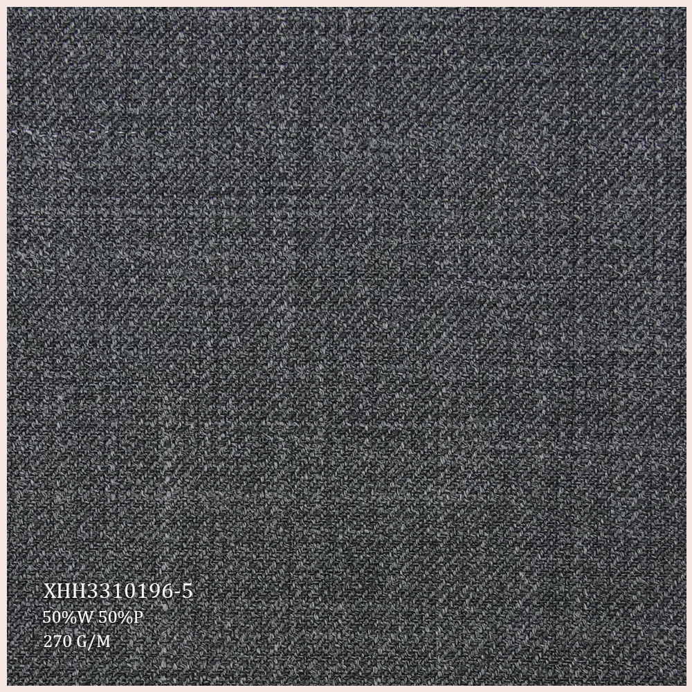 Premium Quality 50%W 50%P Worsted Merino Wool Italian Suiting Fabric Wool/Polyester Fabric Twill for Men Suits