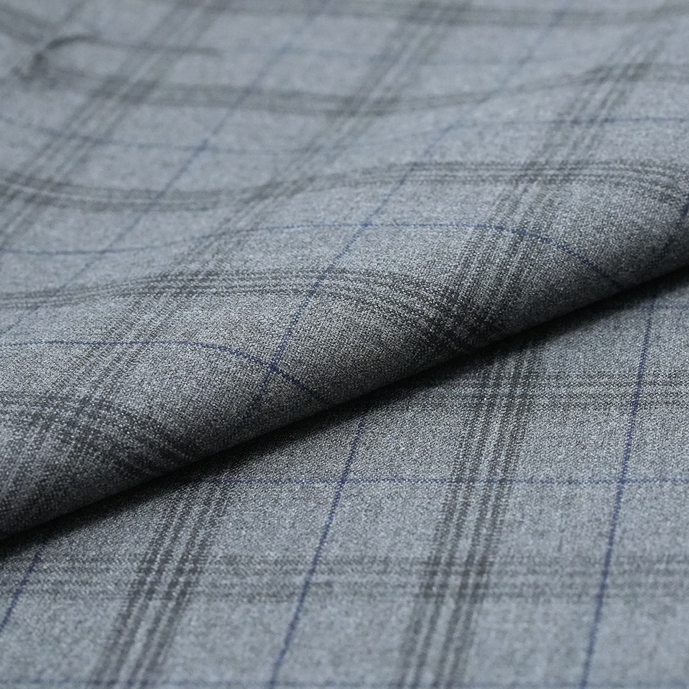 New Fashion Checks Grey TRW Fabric Wool/Polyester Blend Fabric for Man Women's Suit Garment